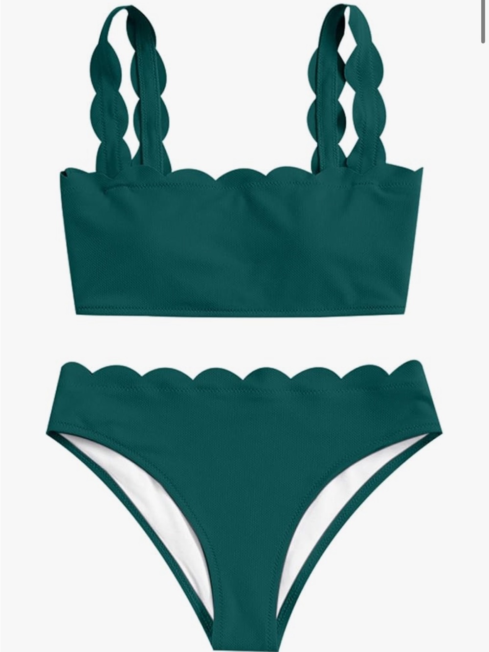 Scalloped Strap Bikini Set - Green